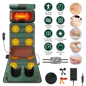 Full Body Electric Massage Mat Heating Vibration Massage Pad Cushion Back Massage Mattress Chair Pad with Neck Foot Massage Head Pillow and Cloth Lumb